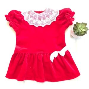 Vintage Toddlers Red Lace Dress Size 3T